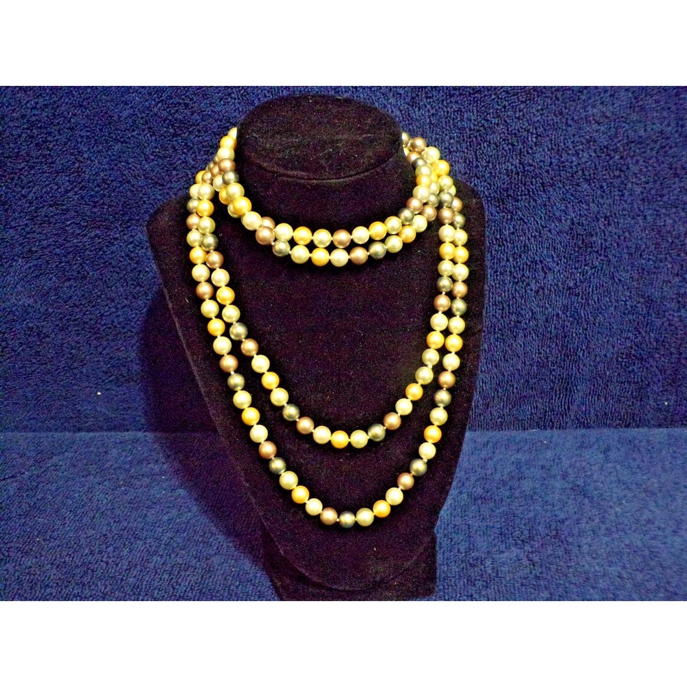 Women's Dressy Faux Pearl 4 Colors Necklace 30" Long Wrap Around No Clasp